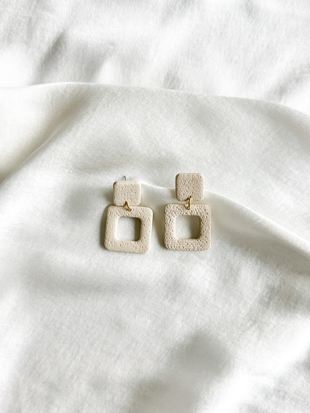 Square Earrings | Cream